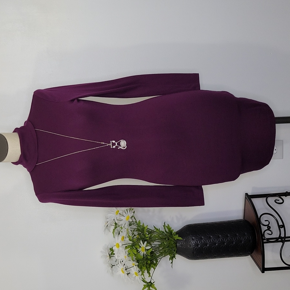 Lulus Burgundy Ribbed Turtleneck Dress SZ S